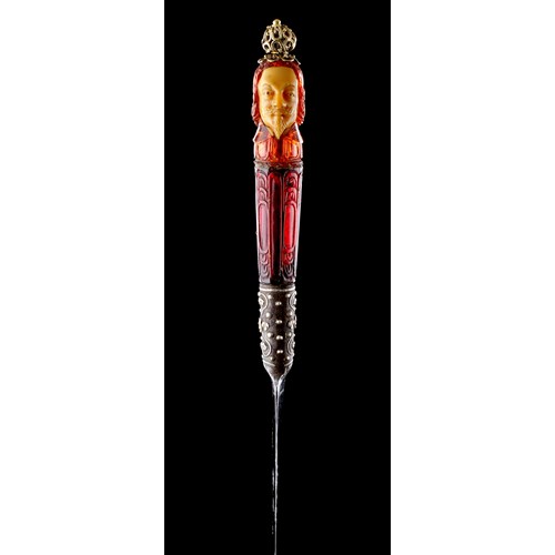 Two Very Rare Amber Handled Knives Depicting Charles I and Queen Consort Henrietta Maria